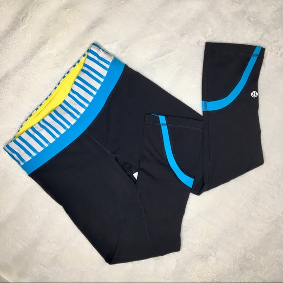 Lululemon Run: Inspire Crop II Black & Turquoise - Picture 5 of 7